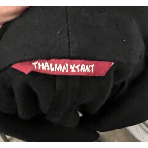 Thalian Xtact Women's Jacket Black Wool Blend Turkey M Bell Sleeves Wide Collar - Picture 7 of 9